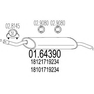 Глушитель выхлопных газов конечный MTS 01.64390
