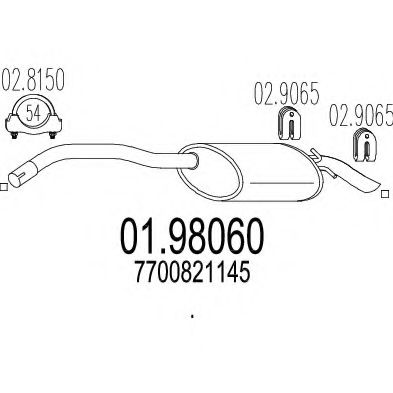 Глушитель выхлопных газов конечный MTS 01.98060