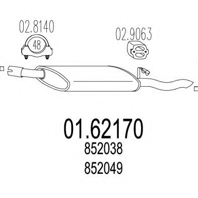 Глушитель выхлопных газов конечный ROSI 12293