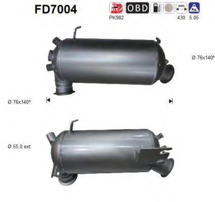 Сажевый / частичный фильтр, система выхлопа ОГ AS FD7004