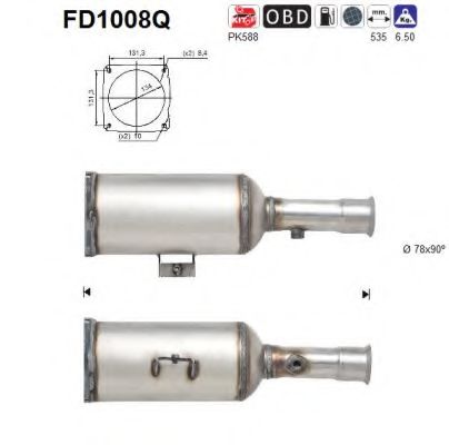 Сажевый / частичный фильтр, система выхлопа ОГ AS FD1008Q