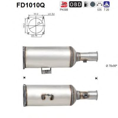 Сажевый / частичный фильтр, система выхлопа ОГ AS FD1010Q