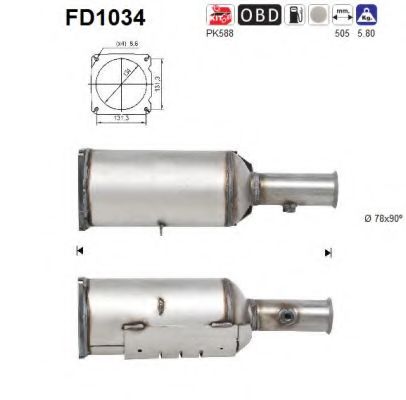 Сажевый / частичный фильтр, система выхлопа ОГ AS FD1034