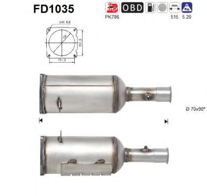 Сажевый / частичный фильтр, система выхлопа ОГ AS FD1035