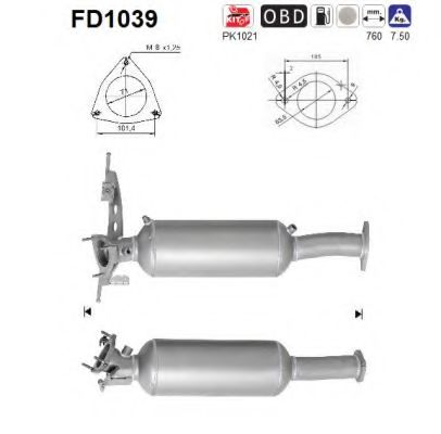 Сажевый / частичный фильтр, система выхлопа ОГ AS FD1039