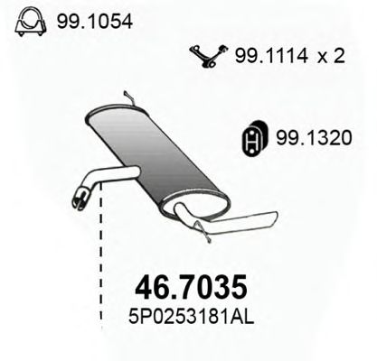 Глушитель выхлопных газов конечный ASSO 46.7035