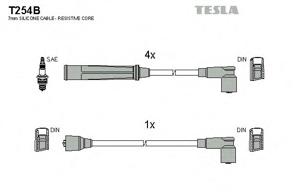 Комплект проводов зажигания TESLA T254B