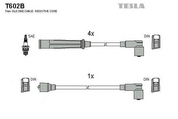 Комплект проводов зажигания TESLA T602B