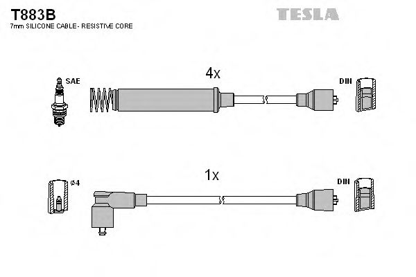 Комплект проводов зажигания TESLA T883B