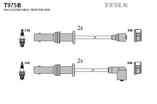 Комплект проводов зажигания TESLA T975B