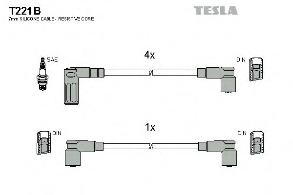 Комплект проводов зажигания TESLA T221B