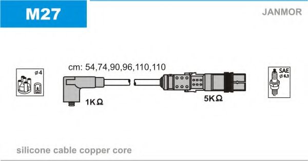 Комплект проводов зажигания JANMOR M27