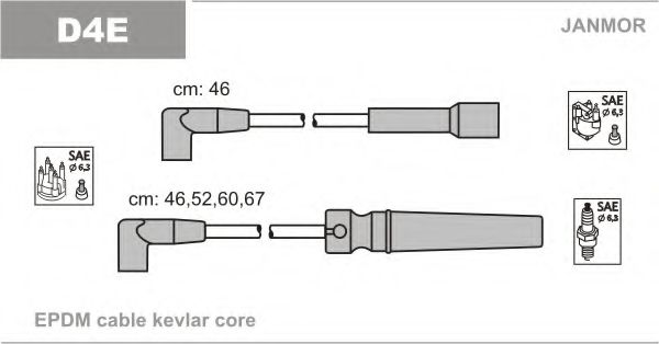 Комплект проводов зажигания JANMOR D4E