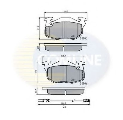 Комплект тормозных колодок, дисковый тормоз COMLINE CBP2258