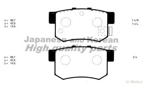 Комплект тормозных колодок, дисковый тормоз ASHUKI H026-22