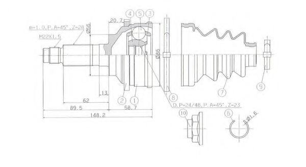 Шарнирный комплект, приводной вал ASHUKI MA-4051