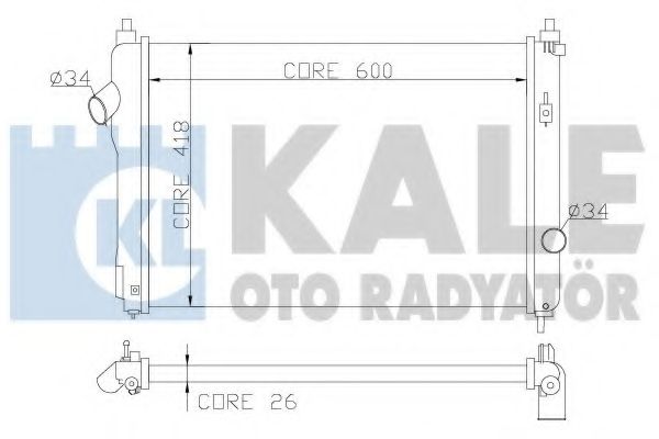 Радиатор, охлаждение двигателя KALE OTO RADYATÖR 355100