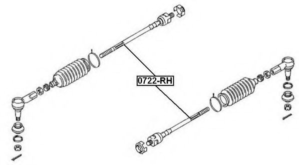 Осевой шарнир, рулевая тяга ASVA 0722-RH