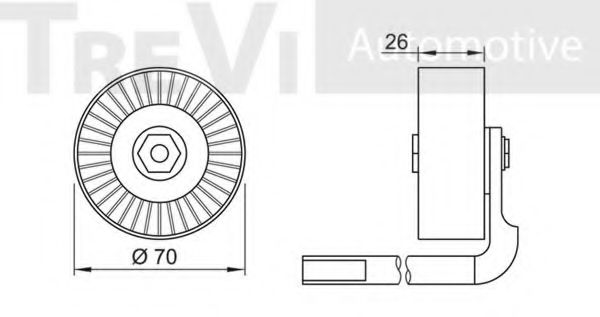 Натяжной ролик, поликлиновой  ремень BERTOLOTTI 18040