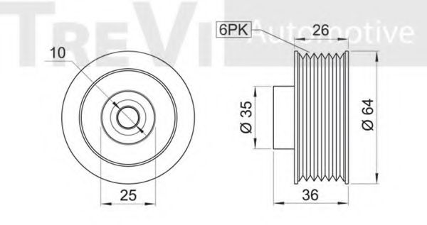Паразитный / ведущий ролик, поликлиновой ремень TREVI AUTOMOTIVE A2034
