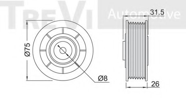 Паразитный / ведущий ролик, поликлиновой ремень TREVI AUTOMOTIVE TA1266