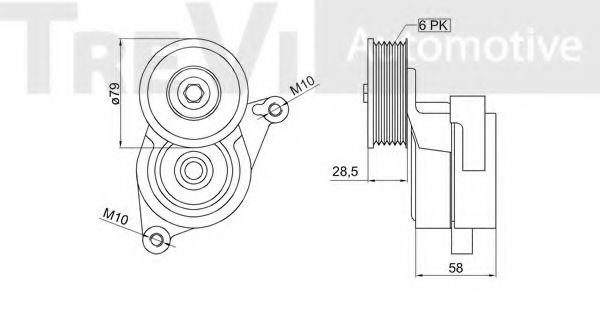 Паразитный / ведущий ролик, поликлиновой ремень TREVI AUTOMOTIVE TA1887
