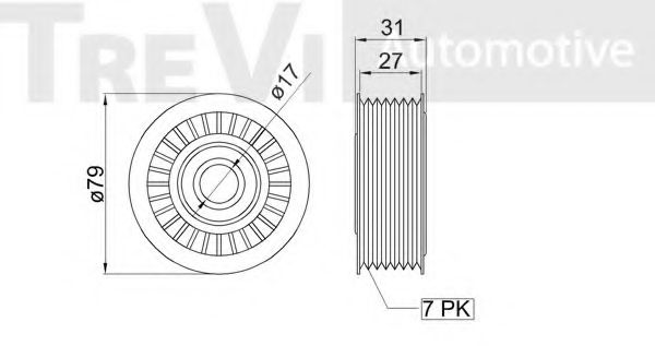Паразитный / ведущий ролик, поликлиновой ремень TREVI AUTOMOTIVE T3019
