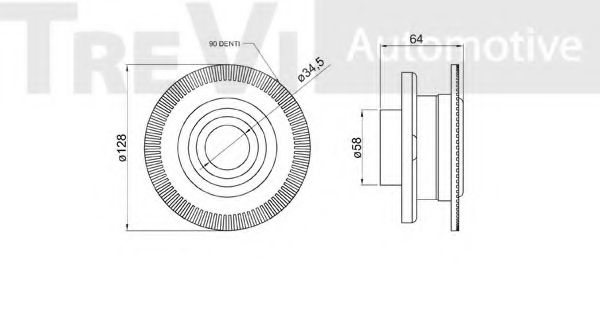 Комплект подшипника ступицы колеса TREVI AUTOMOTIVE 21362