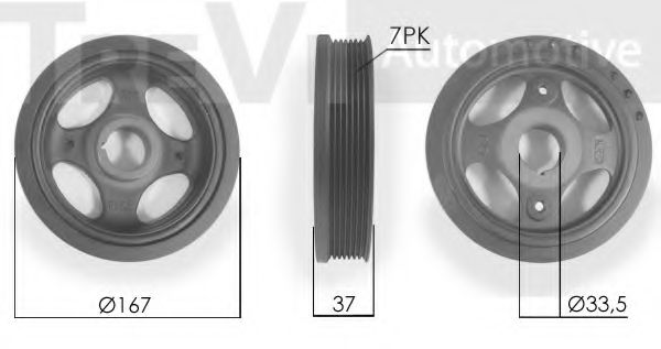 Ременный шкив, коленчатый вал TREVI AUTOMOTIVE PC1104