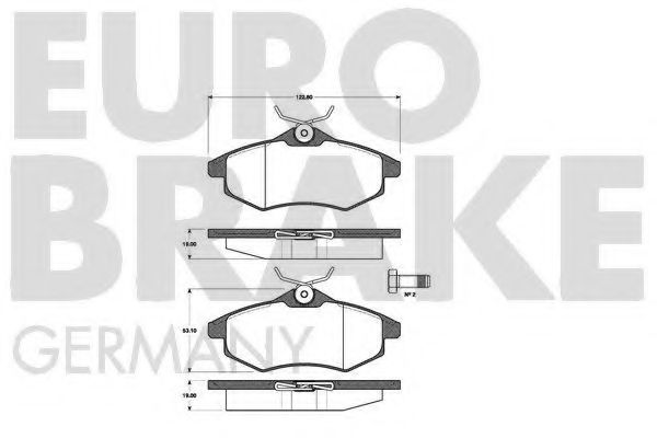 Комплект тормозных колодок, дисковый тормоз EUROBRAKE 5502221950