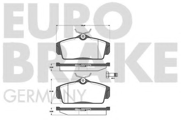 Комплект тормозных колодок, дисковый тормоз EUROBRAKE 5502222254