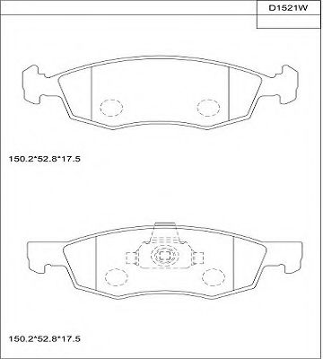 Комплект тормозных колодок, дисковый тормоз ASIMCO KD1521W