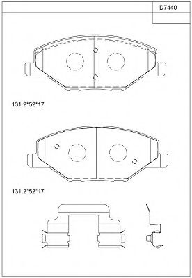 Комплект тормозных колодок, дисковый тормоз ASIMCO KD7440