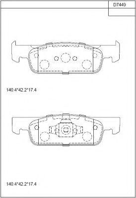 Комплект тормозных колодок, дисковый тормоз ASIMCO KD7449