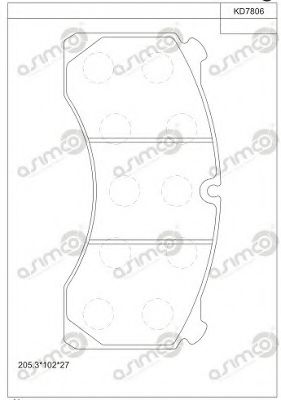 Комплект тормозных колодок, дисковый тормоз ASIMCO KD7806