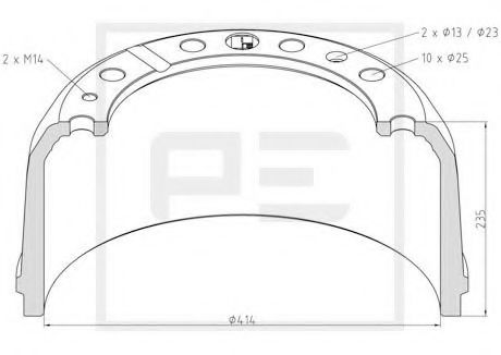 Тормозной барабан PE Automotive 156.002-00A