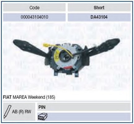 Выключатель на колонке рулевого управления MAGNETI MARELLI 43104
