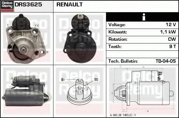 Стартер DELCO REMY DRS3625