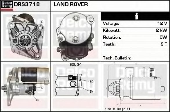 Стартер DELCO REMY DRS3718