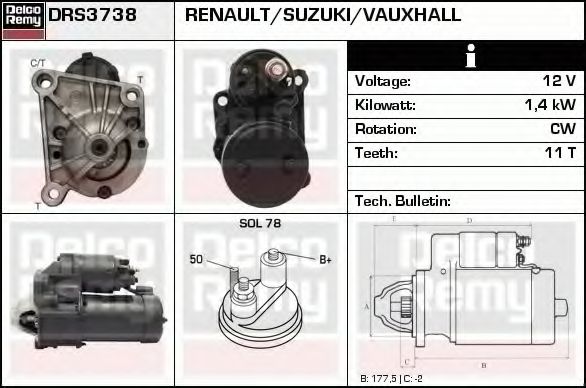 Стартер DELCO REMY DRS3738