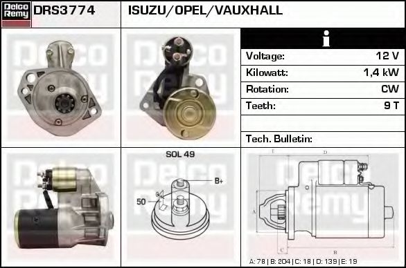 Стартер DELCO REMY DRS3774