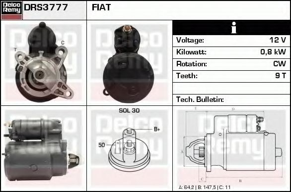 Стартер DELCO REMY DRS3777