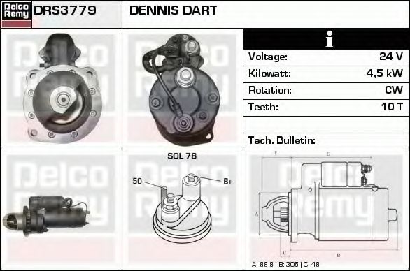 Стартер DELCO REMY DRS3779