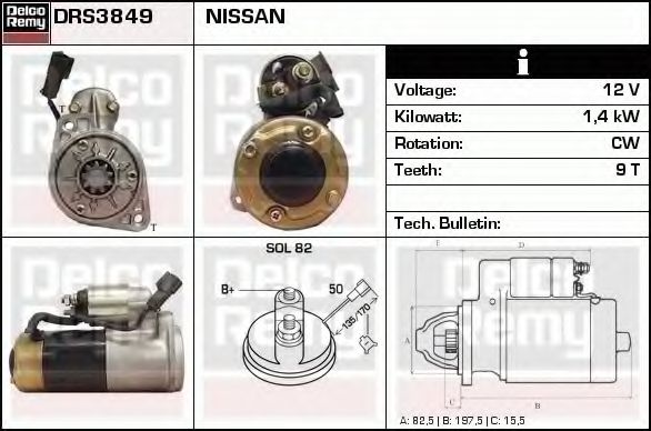 Стартер DELCO REMY DRS3849