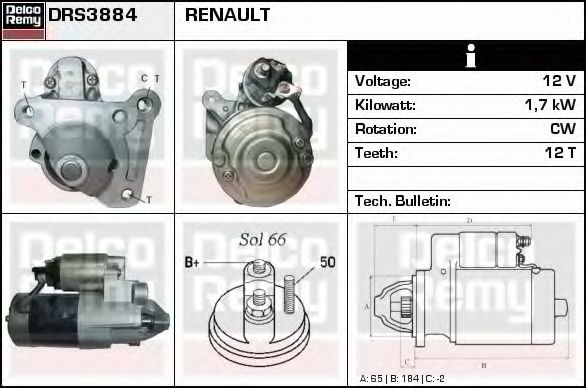 Стартер DELCO REMY DRS3884