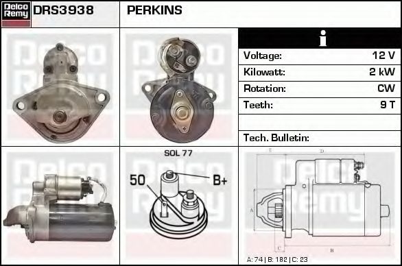 Стартер DELCO REMY DRS3938