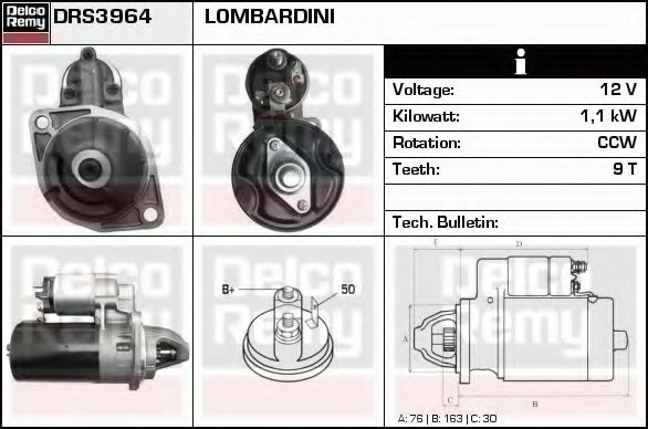 Стартер DELCO REMY DRS3964