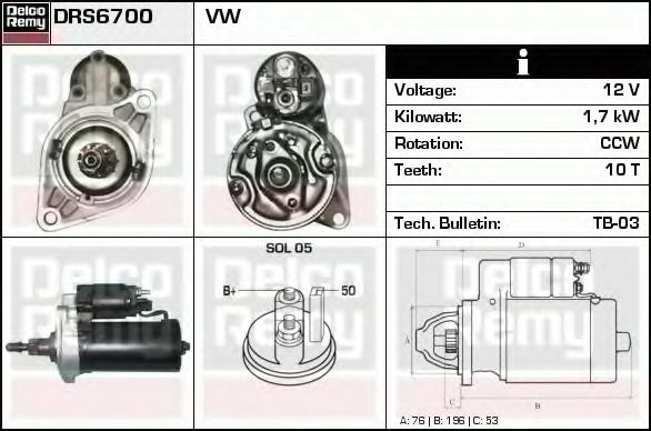 Стартер DELCO REMY DRS6700