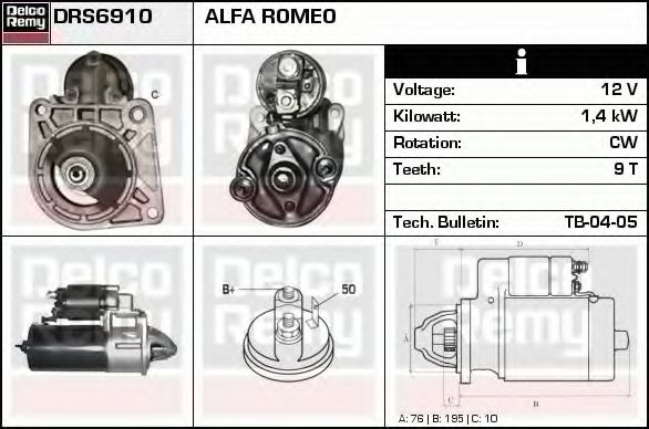 Стартер DELCO REMY DRS6910