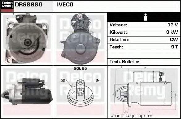 Стартер DELCO REMY DRS8980